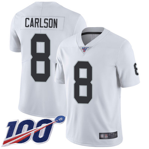 Men Oakland Raiders Limited White Daniel Carlson Road Jersey NFL Football 8 100th Season Vapor Jersey